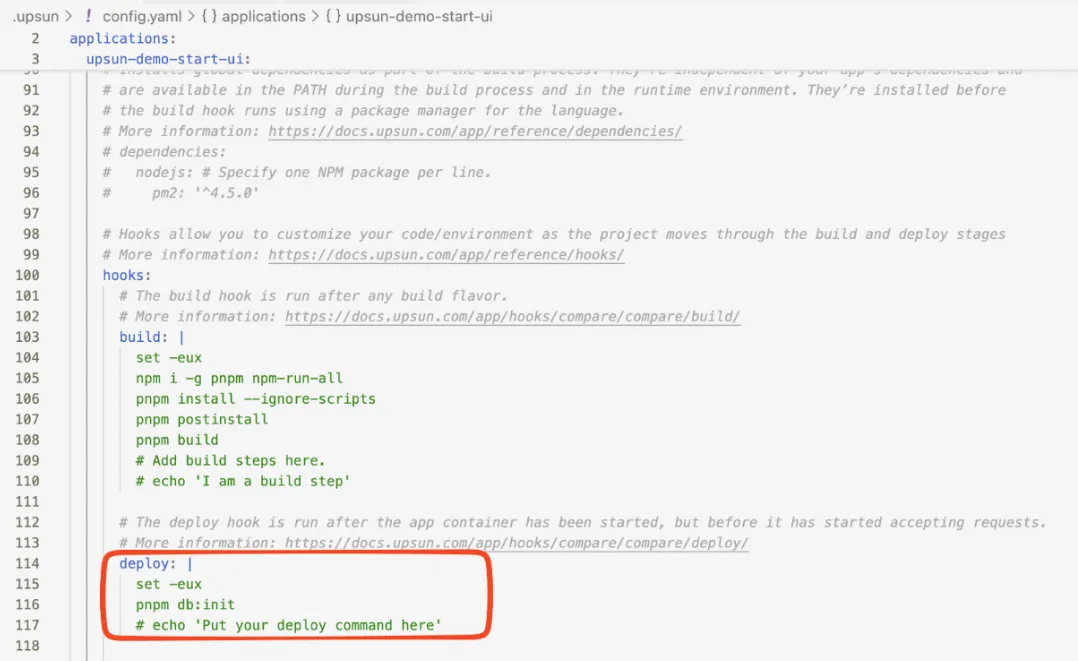 Fichier de configuration - Hook de déploiement